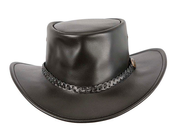 Black Australian Waxed Leather Bush Outback Jacaru Hat - Hats From OZ