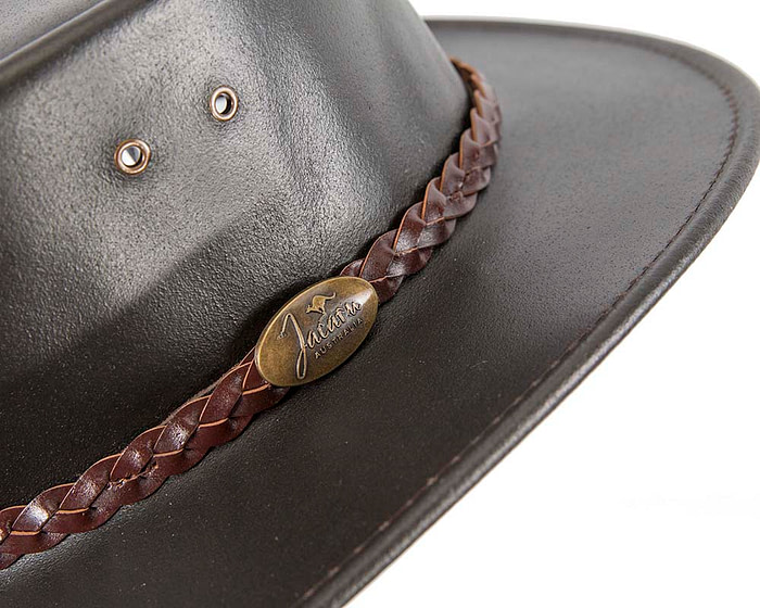 Brown Australian Waxed Leather Bush Outback Jacaru Hat - Hats From OZ