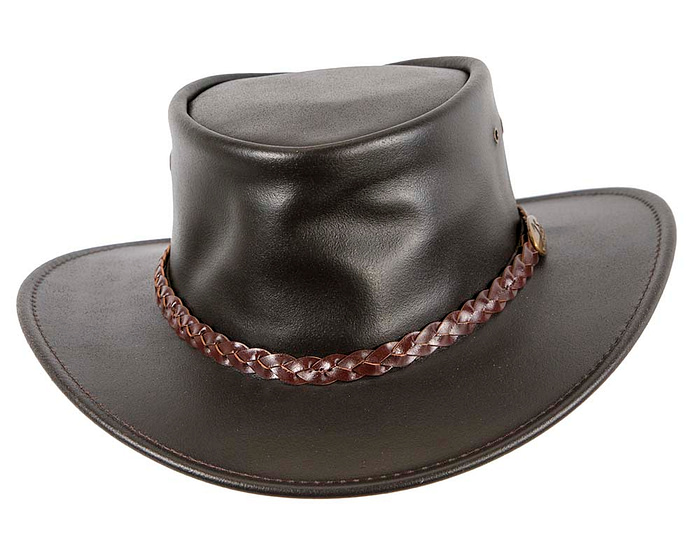 Brown Australian Waxed Leather Bush Outback Jacaru Hat - Hats From OZ