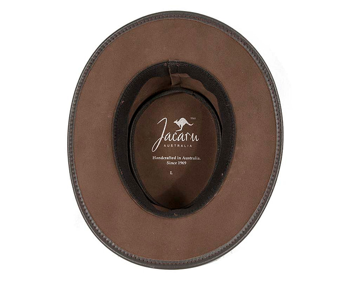 Brown Australian Waxed Leather Bush Outback Jacaru Hat - Hats From OZ