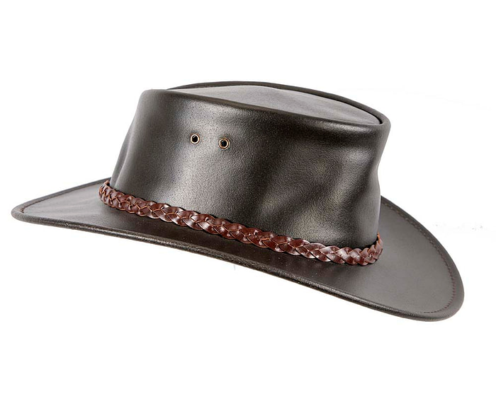 Brown Australian Waxed Leather Bush Outback Jacaru Hat - Hats From OZ