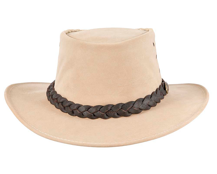 Beige Australian Kаngаrоо Leather Cooler Jacaru Hat - Hats From OZ