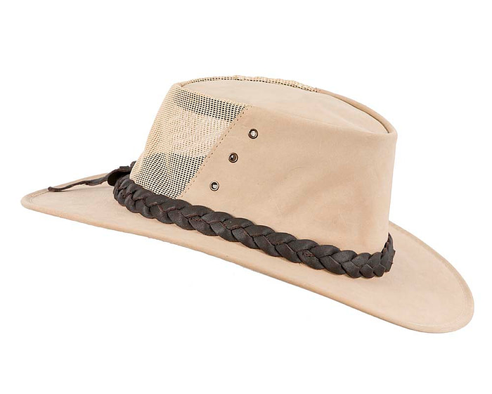 Beige Australian Kаngаrоо Leather Cooler Jacaru Hat - Hats From OZ