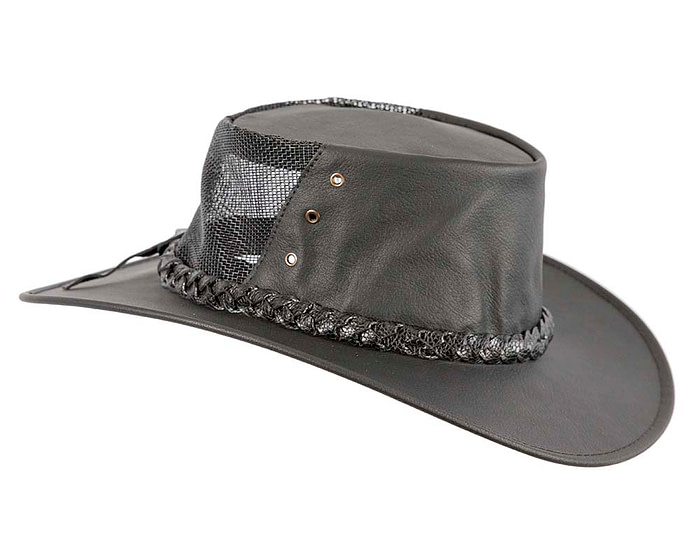 Black Australian Kаngаrоо Leather Cooler Jacaru Hat - Hats From OZ