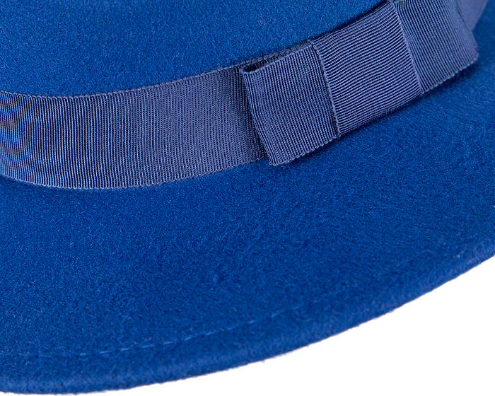 Blue poly-felt wide brim fedora hat - Hats From OZ