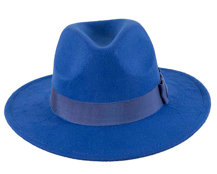 Blue poly-felt wide brim fedora hat - Hats From OZ