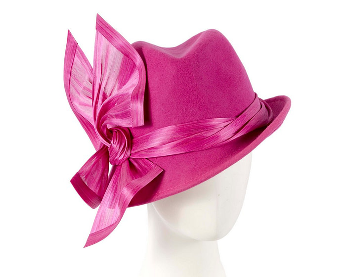 Fuchsia ladies winter fashion felt fedora hat by Fillies Collection F660 - Hats From OZ