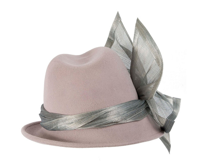 Grey ladies winter fashion felt fedora hat by Fillies Collection - Hats From OZ