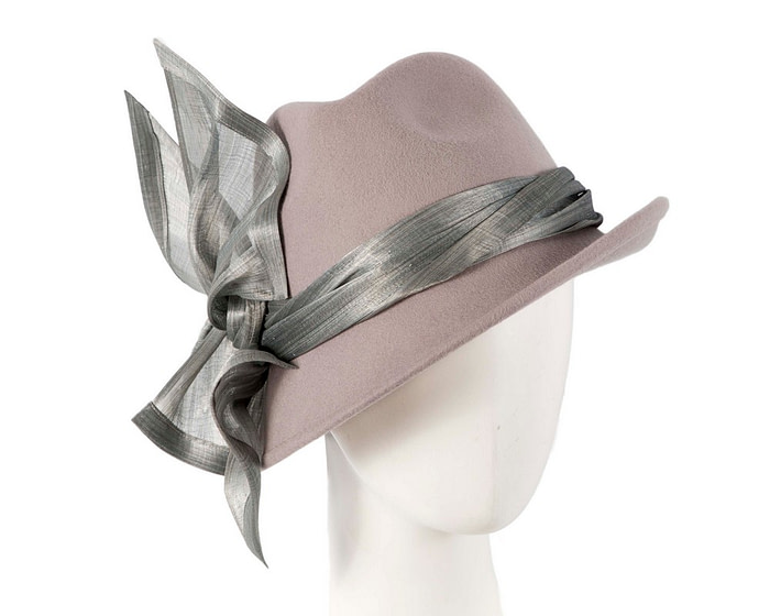 Grey ladies winter fashion felt fedora hat by Fillies Collection - Hats From OZ