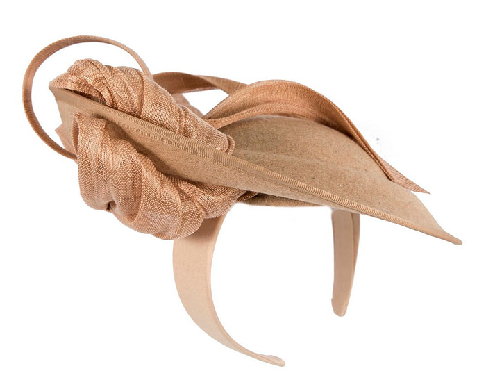 Beige plate with bow winter fascinator by Fillies Collection - Hats From OZ