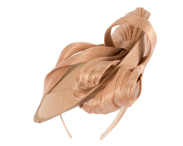 Beige plate with bow winter fascinator by Fillies Collection - Hats From OZ