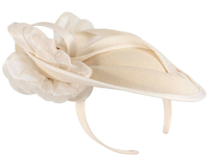 Cream plate with bow winter fascinator by Fillies Collection - Hats From OZ