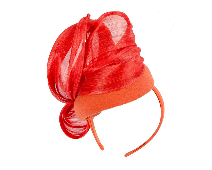 Bespoke orange pillbox with bow by Fillies Collection - Hats From OZ