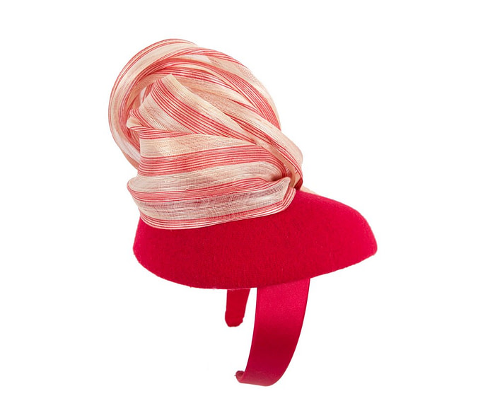 Bespoke red cream pillbox with bow by Fillies Collection - Hats From OZ