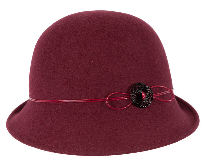 Burgundy wine felt cloche hat by Max Alexander - Hats From OZ