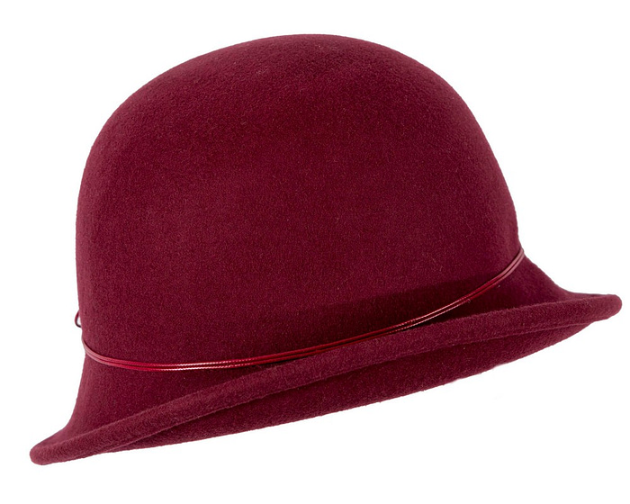 Burgundy wine felt cloche hat by Max Alexander - Hats From OZ