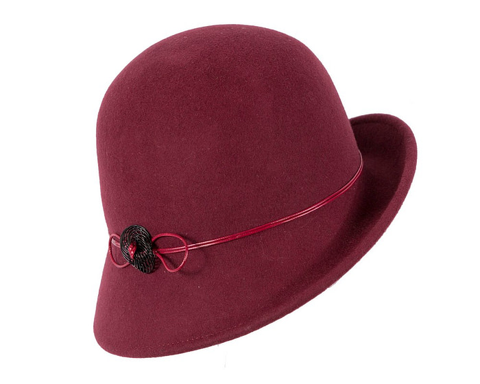 Burgundy wine felt cloche hat by Max Alexander - Hats From OZ