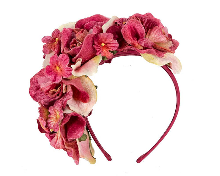 Burgundy wine flower headband fascinator by Max Alexander - Hats From OZ