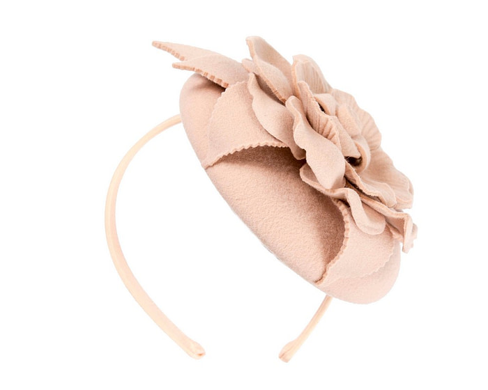 Beige winter pillbox fascinator by Max Alexander - Hats From OZ