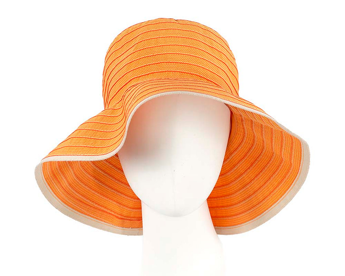 Orange ladies wide brim summer beach hat - Hats From OZ