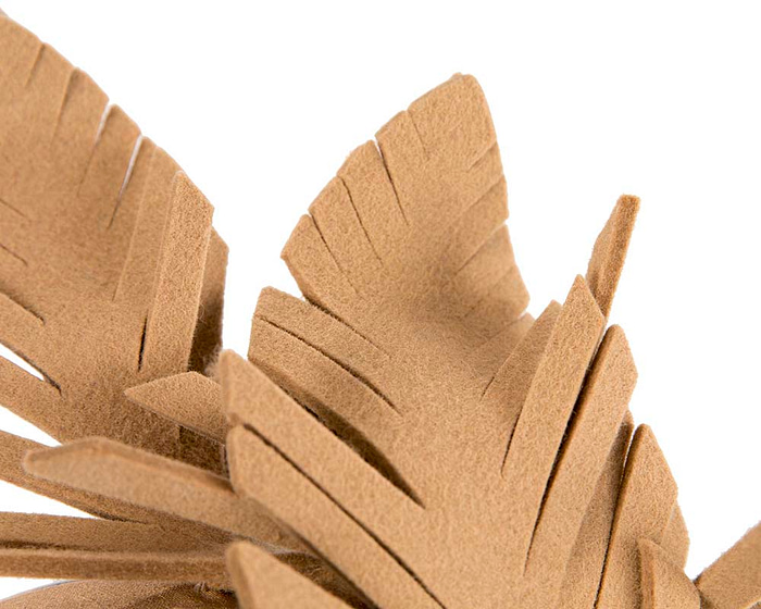 Beige felt leafs winter racing fascinator by Max Alexander - Hats From OZ