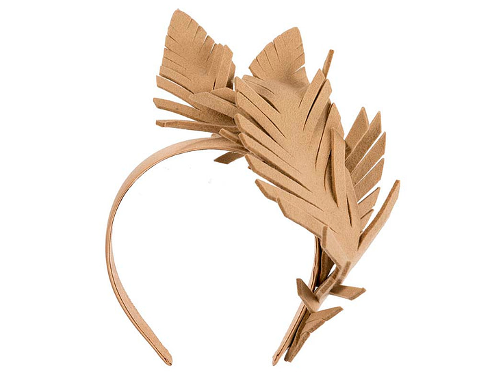 Beige felt leafs winter racing fascinator by Max Alexander - Hats From OZ