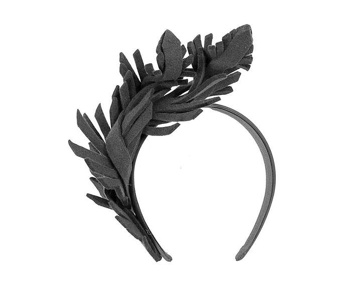 Black felt leafs winter racing fascinator by Max Alexander - Hats From OZ