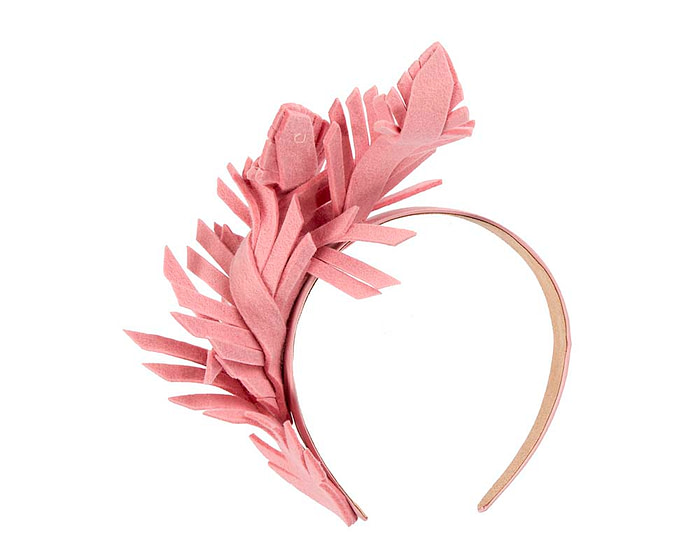 Pink felt leafs winter racing fascinator by Max Alexander - Hats From OZ