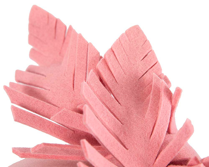 Pink felt leafs winter racing fascinator by Max Alexander - Hats From OZ