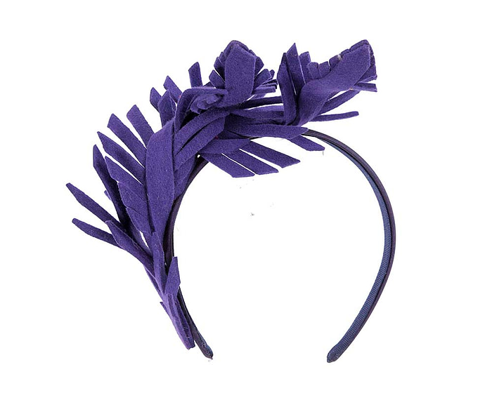 Purple felt leafs winter racing fascinator by Max Alexander - Hats From OZ