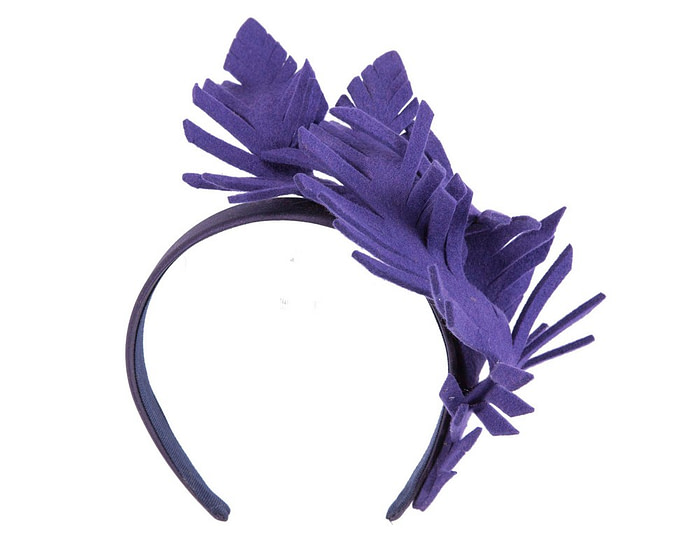 Purple felt leafs winter racing fascinator by Max Alexander - Hats From OZ