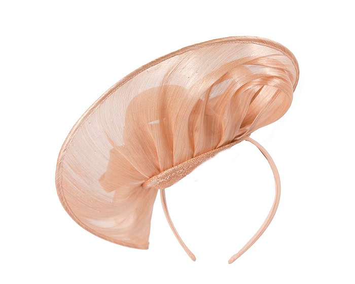 Large nude silk abaca heart fascinator - Hats From OZ