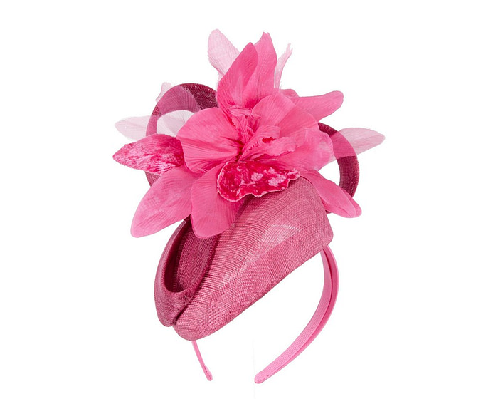 Tall fuchsia racing pillbox fascinator by Fillies Collection - Hats From OZ