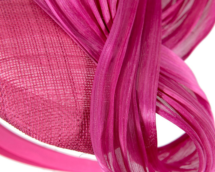 Fuchsia pillbox fascinator with silk abaca bow by Fillies Collection - Hats From OZ