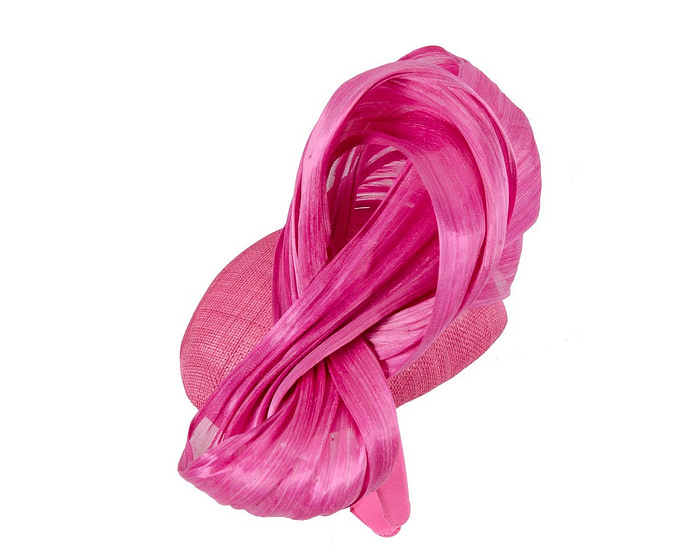 Fuchsia pillbox fascinator with silk abaca bow by Fillies Collection - Hats From OZ