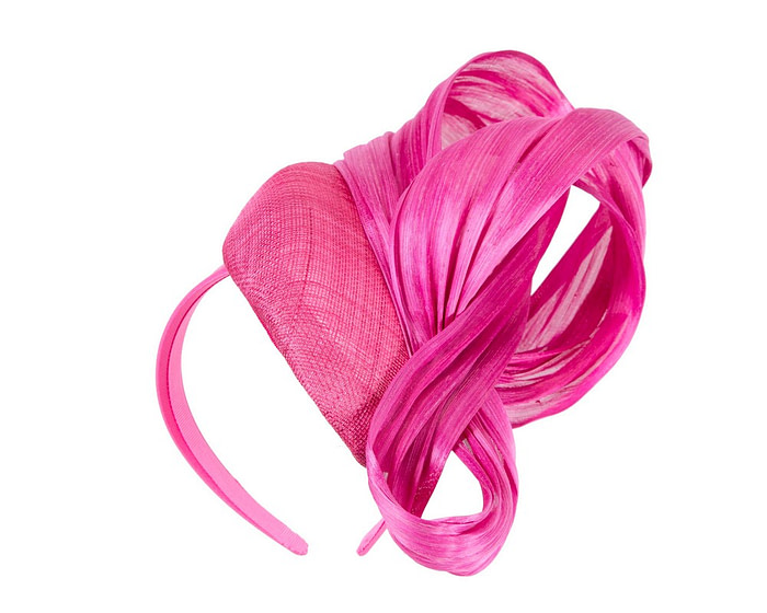 Fuchsia pillbox fascinator with silk abaca bow by Fillies Collection - Hats From OZ