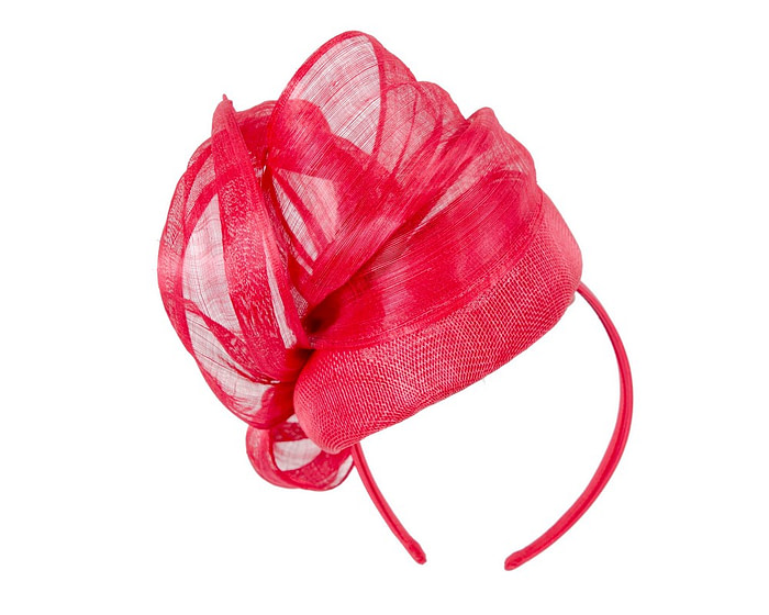 Red pillbox fascinator with silk abaca bow by Fillies Collection - Hats From OZ