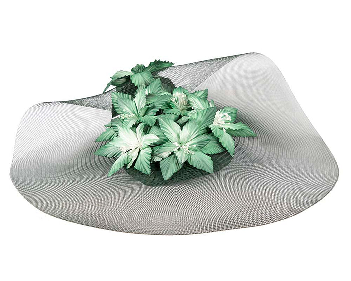 Wide brim green fascinator hat by Fillies Collection - Hats From OZ