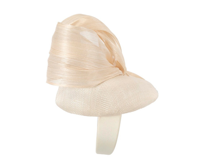 Cream pillbox fascinator with silk abaca bow by Fillies Collection - Hats From OZ