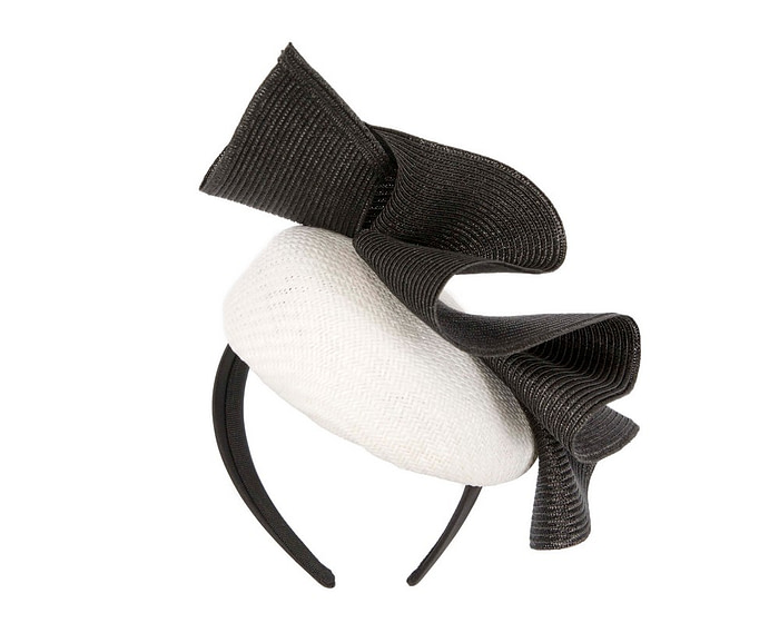 White & black pillbox fascinator by Fillies Collection - Hats From OZ