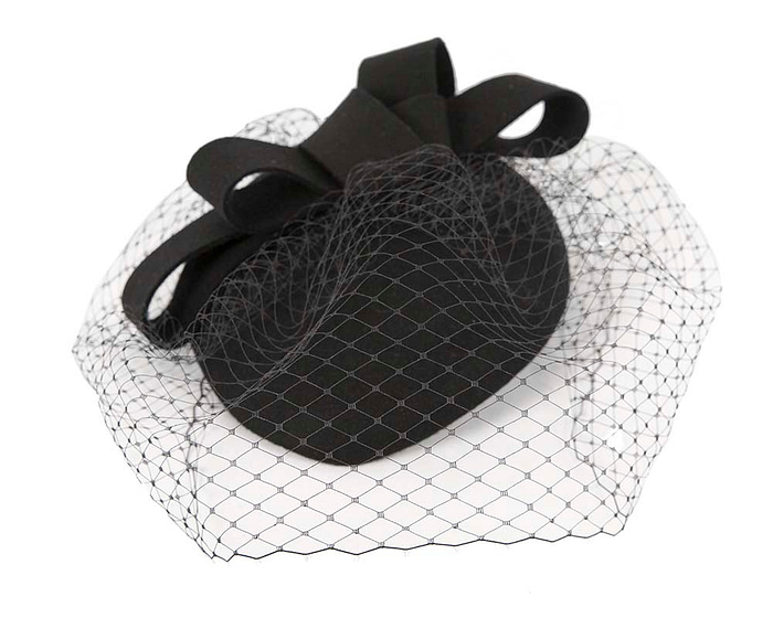 Black pillbox hat with face veil J408 - Hats From OZ