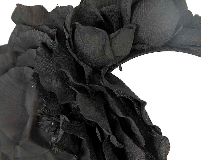 Large black flower fascinator headband by Max Alexander - Hats From OZ