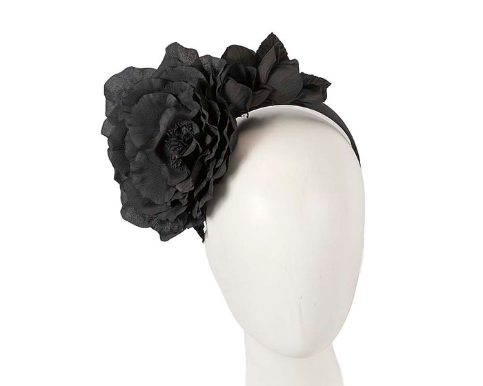 Large black flower fascinator headband by Max Alexander - Hats From OZ