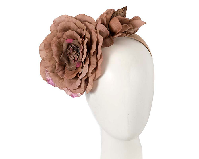 Large coffee flower fascinator headband by Max Alexander - Hats From OZ