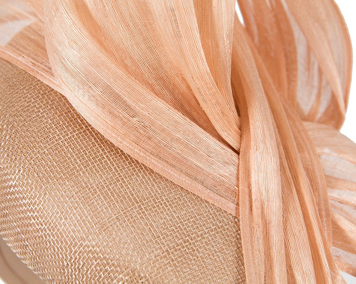 Nude pillbox fascinator with silk abaca bow by Fillies Collection - Hats From OZ