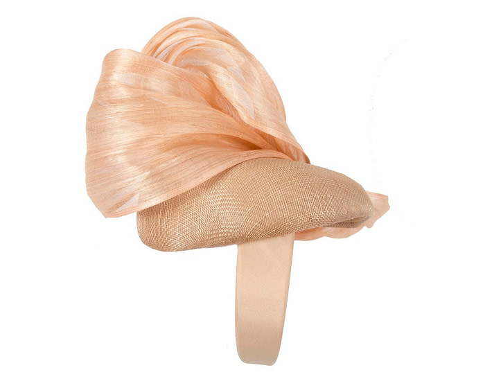 Nude pillbox fascinator with silk abaca bow by Fillies Collection - Hats From OZ