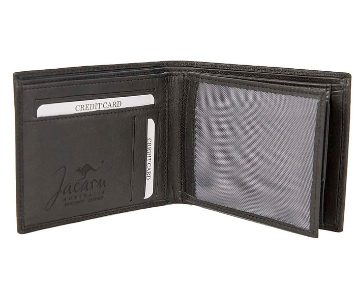 Black Kangaroo Leather Mens Wallet Two Fold