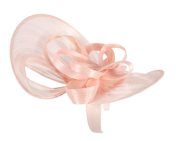 Large blush silk abaca heart fascinator - Hats From OZ