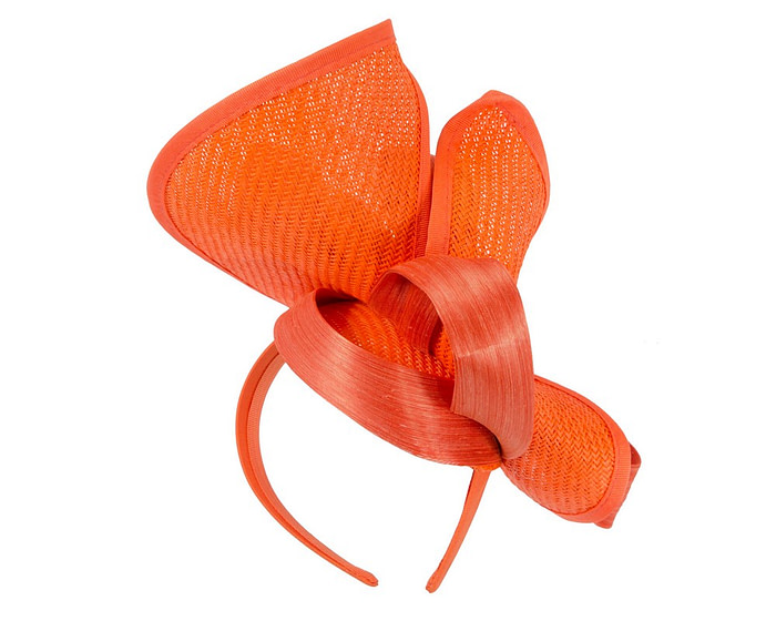 Large orange Fillies Collection racing fascinator with bow - Hats From OZ