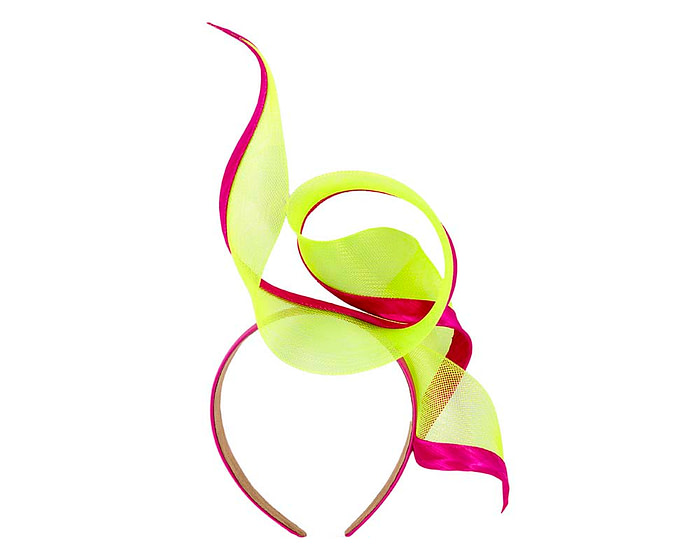 Sculptured lime & fuchsia racing fascinator by Fillies Collection - Hats From OZ